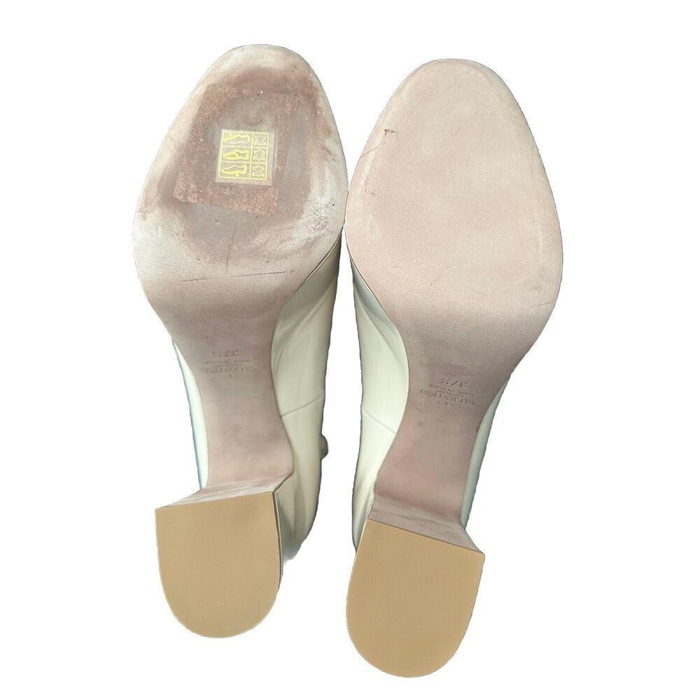 Valentino Ivory Patent Leather Tan-Go Platform Ankle Strap Pump Size 37.5 - Picture 12 of 16